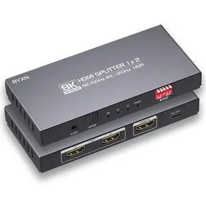 8K HDMI Splitter 1 in 2 Out 4K@120Hz 8K@60Hz HDMI 2.1 Splitter, Supports Audio Extractor, HDCP 2.3, EDID, HDMI Audio Out, for PS5/PS4, Xbox, Fire Stick, Blu-ray Player, Hue Sync Box 8K HDMI Splitter 1 in 2 Out 4K@120Hz 8K@60Hz HDMI 2.1 Splitter, Supports Audio Extractor, HDCP 2.3, EDID, HDMI Audio Out, for PS5/PS4, Xbox, Fire Stick, Blu-ray Player, Hue Sync Box