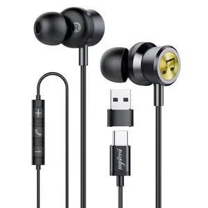 USB C Wired Earbuds, in Ear Earphones for Samsung S25 S24 Ultra A16 5G USBC Headphones with Mic, Magnetic Noise Isolation Headset Compatible for iPhone 16 15 Pro Max MacBook (Black) USB C Wired Earbuds, in Ear Earphones for Samsung S25 S24 Ultra A16 5G USBC Headphones with Mic, Magnetic Noise Isolation Headset Compatible for iPhone 16 15 Pro Max MacBook (Black)
