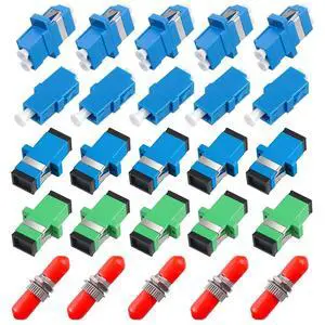 Fiber Optic Couplers Kit for SC/UPC, SC/APC, ST, LC Cables Connector, 5 Styles with 23pcs Fiber Optic Adapter Couplers for Multi-Mode & Single-Mode Patch Cords Flange Fiber Optic Couplers Kit for SC/UPC, SC/APC, ST, LC Cables Connector, 5 Styles with 23pcs Fiber Optic Adapter Couplers for Multi-Mode & Single-Mode Patch Cords Flange