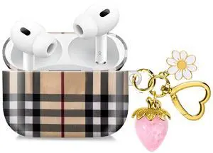 Compatible with AirPod Pro 2nd / 1st Generation, 2023/2022/2019, the Fully Protected Shockproof Wireless Earphone case Comes with a Cute and Beautiful Strawberry Keychain Pendant Pink Compatible with AirPod Pro 2nd / 1st Generation, 2023/2022/2019, the Fully Protected Shockproof Wireless Earphone case Comes with a Cute and Beautiful Strawberry Keychain Pendant Pink