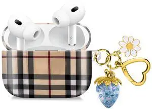 Compatible with AirPod Pro 2nd / 1st Generation, 2023/2022/2019, the Fully Protected Shockproof Wireless Earphone case Comes with a Cute and Beautiful Strawberry Keychain PendantBlue Compatible with AirPod Pro 2nd / 1st Generation, 2023/2022/2019, the Fully Protected Shockproof Wireless Earphone case Comes with a Cute and Beautiful Strawberry Keychain PendantBlue