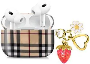 Compatible with AirPod Pro 2nd / 1st Generation, 2023/2022/2019, the Fully Protected Shockproof Wireless Earphone case Comes with a Cute and Beautiful Strawberry Keychain Pendantred Compatible with AirPod Pro 2nd / 1st Generation, 2023/2022/2019, the Fully Protected Shockproof Wireless Earphone case Comes with a Cute and Beautiful Strawberry Keychain Pendantred