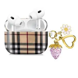 Compatible with AirPod Pro 2nd / 1st Generation, 2023/2022/2019, the Fully Protected Shockproof Wireless Earphone case Comes with a Cute and Beautiful Strawberry Keychain PendantPurple Compatible with AirPod Pro 2nd / 1st Generation, 2023/2022/2019, the Fully Protected Shockproof Wireless Earphone case Comes with a Cute and Beautiful Strawberry Keychain PendantPurple