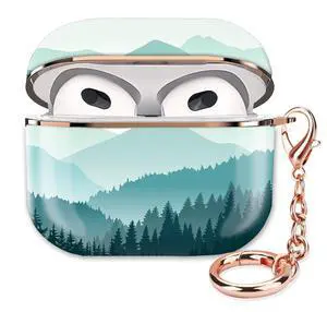 Airpod 3 Case Cute Airpods 3rd Generation Cover Protective Shockproof Hard Cover Shell with Rose Gold Keychain Buds Case for Girl Women Men (Green Mountain) Airpod 3 Case Cute Airpods 3rd Generation Cover Protective Shockproof Hard Cover Shell with Rose Gold Keychain Buds Case for Girl Women Men (Green Mountain)