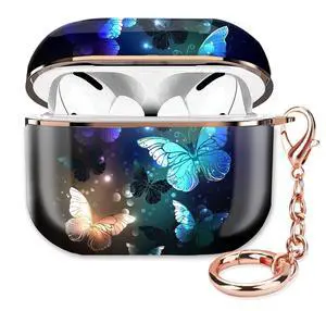 Airpod 3 Case Cute Airpods 3rd Generation Cover Protective Shockproof Hard Cover Shell with Rose Gold Keychain Buds Case for Girl Women Men (Night Butterfly) Airpod 3 Case Cute Airpods 3rd Generation Cover Protective Shockproof Hard Cover Shell with Rose Gold Keychain Buds Case for Girl Women Men (Night Butterfly)