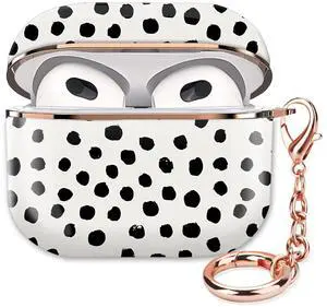 Airpod 3 Case Cute Airpods 3rd Generation Cover Protective Shockproof Hard Cover Shell with Rose Gold Keychain Buds Case for Girl Women Men (Cute Black Polka Dot) Airpod 3 Case Cute Airpods 3rd Generation Cover Protective Shockproof Hard Cover Shell with Rose Gold Keychain Buds Case for Girl Women Men (Cute Black Polka Dot)