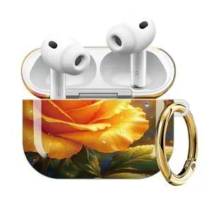 Compatible with AirPod Pro 3 Case (2025), Shockproof Dustproof Protective Cover with Cute Golden Keychain for Women & Girls - Golden Rose Blue Butterfly Sunlight Compatible with AirPod Pro 3 Case (2025), Shockproof Dustproof Protective Cover with Cute Golden Keychain for Women & Girls - Golden Rose Blue Butterfly Sunlight