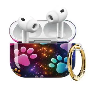 Compatible with AirPod Pro 3 Case (2025), Shockproof Dustproof Protective Cover with Cute Golden Keychain for Women & Girls - Colorful Dog Paw Compatible with AirPod Pro 3 Case (2025), Shockproof Dustproof Protective Cover with Cute Golden Keychain for Women & Girls - Colorful Dog Paw