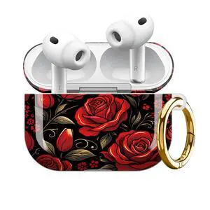 Compatible with Airpod Pro 3rd Gen Case 2025,Anti-Drop Cover with Keychain,Artistic Multi-Pattern Protective Shell for Daily Commute,Workout&Gifting(Red Roses Black Background Floral) Compatible with Airpod Pro 3rd Gen Case 2025,Anti-Drop Cover with Keychain,Artistic Multi-Pattern Protective Shell for Daily Commute,Workout&Gifting(Red Roses Black Background Floral)