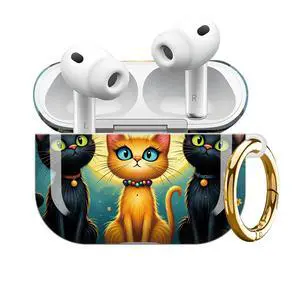 Compatible with Airpod Pro 3rd Gen Case 2025,Anti-Drop Cover with Keychain,Artistic Multi-Pattern Protective Shell for Daily Commute,Workout&Gifting(Cats Moon Flowers Night Sky Fence) Compatible with Airpod Pro 3rd Gen Case 2025,Anti-Drop Cover with Keychain,Artistic Multi-Pattern Protective Shell for Daily Commute,Workout&Gifting(Cats Moon Flowers Night Sky Fence)