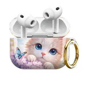 Compatible with Airpod Pro 3rd Gen Case 2025,Anti-Drop Cover with Keychain,Artistic Multi-Pattern Protective Shell for Daily Commute,Workout&Gifting(Cute Cat Butterflies Flowers Spring Sky) Compatible with Airpod Pro 3rd Gen Case 2025,Anti-Drop Cover with Keychain,Artistic Multi-Pattern Protective Shell for Daily Commute,Workout&Gifting(Cute Cat Butterflies Flowers Spring Sky)