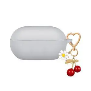 Case for Beats Solo Buds Case Cover, Soft Silicone Protective with Cute Cherry Daisy Flower Charm Keychain Accessories for New Beats Solo Charging Case for Women Men Grey Case for Beats Solo Buds Case Cover, Soft Silicone Protective with Cute Cherry Daisy Flower Charm Keychain Accessories for New Beats Solo Charging Case for Women Men Grey