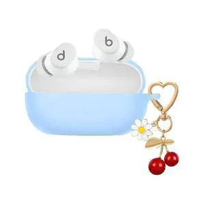 Case Cover for Beats Solo Buds with Cute Cherry Daisy Flower Charm Keychain, Soft Silicone Skin Shockproof Protective Accessories for New Beats Solo Charging Case Sky Blue Case Cover for Beats Solo Buds with Cute Cherry Daisy Flower Charm Keychain, Soft Silicone Skin Shockproof Protective Accessories for New Beats Solo Charging Case Sky Blue