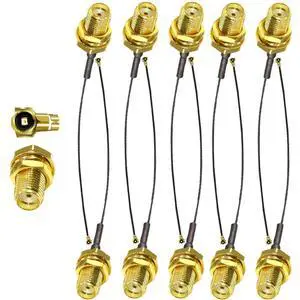 10-Pack IPX U.FL to SMA Female WiFi Antenna Cable | 50 ohm impedance, 6 inches (15cm) length, for extending WiFi antennas on routers and IoT boards 10-Pack IPX U.FL to SMA Female WiFi Antenna Cable | 50 ohm impedance, 6 inches (15cm) length, for extending WiFi antennas on routers and IoT boards