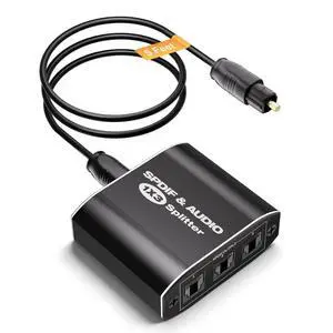 Optical Audio Splitter 1x3, Toslink Digital SPDIF Splitter 1 in 3 Out | Supports Dolby Digital DTS 5.1 & LPCM 2.0, Compatible with PS5, Xbox, TV, Sound Bar, Home Theater Optical Audio Splitter 1x3, Toslink Digital SPDIF Splitter 1 in 3 Out | Supports Dolby Digital DTS 5.1 & LPCM 2.0, Compatible with PS5, Xbox, TV, Sound Bar, Home Theater