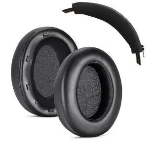 2-in-1 WH-XB910N Replacement Earpads/Silicone Headband Pad for Sony WH-XB910N Headphones, Protein Leather Cushions with Memory Foam, Silicone Zipper Headband Protector Cover (Black) 2-in-1 WH-XB910N Replacement Earpads/Silicone Headband Pad for Sony WH-XB910N Headphones, Protein Leather Cushions with Memory Foam, Silicone Zipper Headband Protector Cover (Black)