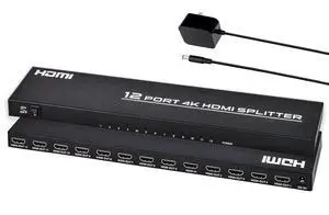 4K HDMI Splitter 1 in 12 Out, Powered HDMI Distributor Support 4Kx2K@30Hz Full HD for PC Laptop PS4 Xbox HDTV Office Home Teaching 4K HDMI Splitter 1 in 12 Out, Powered HDMI Distributor Support 4Kx2K@30Hz Full HD for PC Laptop PS4 Xbox HDTV Office Home Teaching