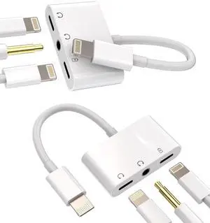 Lightning to 3.5mm Headphone Splitter Dongle 3in1(2Pack)Iphone AUX Adapter Charger Audio Jack Cable Adaptador Para for Apple MFI Certified 11 12 13 14 Pro Max Mini X 7 8plus Ipad Earbud Converter Cord Lightning to 3.5mm Headphone Splitter Dongle 3in1(2Pack)Iphone AUX Adapter Charger Audio Jack Cable Adaptador Para for Apple MFI Certified 11 12 13 14 Pro Max Mini X 7 8plus Ipad Earbud Converter Cord