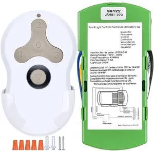 Replacement for Hunter Ceiling Fan Remote Control 99122/99123, 3 Speed, Light Dimmer with Wall Mount, 434MHz, Easy to Set - Receiver Included Replacement for Hunter Ceiling Fan Remote Control 99122/99123, 3 Speed, Light Dimmer with Wall Mount, 434MHz, Easy to Set - Receiver Included