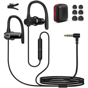 Wired Earbuds 3.5mm Jack 5.9FT Over Ear Hook Black | Computer Headset in-Ear Noise Isolation PC Headphone for Chromebook/Notebook Office School Laptop Desktop/Samsung A15 A14 A13 Wired Earbuds 3.5mm Jack 5.9FT Over Ear Hook Black | Computer Headset in-Ear Noise Isolation PC Headphone for Chromebook/Notebook Office School Laptop Desktop/Samsung A15 A14 A13