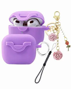 Secure Lock Case for Airpods 3 with Cute Flowers Keychain Lanyard,Silicone Protective Cover for Airpods 3rd Generation Case Women Girls for Apple iPod 3rd Charging Cases 2021 (Purple) Secure Lock Case for Airpods 3 with Cute Flowers Keychain Lanyard,Silicone Protective Cover for Airpods 3rd Generation Case Women Girls for Apple iPod 3rd Charging Cases 2021 (Purple)