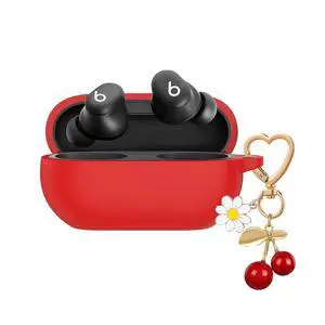 for Beats Solo Buds Case Cover,Soft Silicone Skin Cover Shockproof Protective with Cute Cherry Daisy Flower Charm Keychain Accessories for Beats Solo Charging Case for Women Men Red for Beats Solo Buds Case Cover,Soft Silicone Skin Cover Shockproof Protective with Cute Cherry Daisy Flower Charm Keychain Accessories for Beats Solo Charging Case for Women Men Red