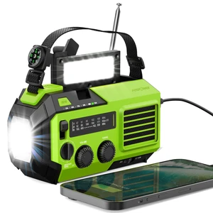 NOAA Emergency Weather Radio A6 19240mWh Solar Hand Crank (Green) AM/FM/WB power bank 4 power options SOS alarm LED flashlight & 4 LED reading light for outdoor emergency & power outage use NOAA Emergency Weather Radio A6 19240mWh Solar Hand Crank (Green) AM/FM/WB power bank 4 power options SOS alarm LED flashlight & 4 LED reading light for outdoor emergency & power outage use