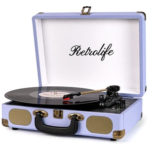 ® Record Player 3-Speed Bluetooth Portable Turntable-Purple Belt-Driven with Built-in Speakers, Wireless Bluetooth Input, RCA Out AUX In Headphone Jack, Auto-Stop, Gift for Music Lovers ® Record Player 3-Speed Bluetooth Portable Turntable-Purple Belt-Driven with Built-in Speakers, Wireless Bluetooth Input, RCA Out AUX In Headphone Jack, Auto-Stop, Gift for Music Lovers