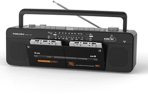 Cassette Tape Player with Stereo Sound, Dual Tape Decks, 3-Band Radio, USB/TF Card Playback, and Tape-to-USB/TF Card Recording Function Cassette Tape Player with Stereo Sound, Dual Tape Decks, 3-Band Radio, USB/TF Card Playback, and Tape-to-USB/TF Card Recording Function