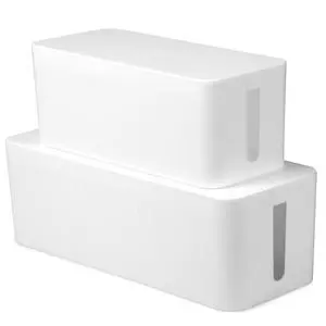 Cable Management Box, 2 Pack - White, Hook & Loop Keepers | Cord Organizer & Cable Hider, For Wires, Power Strips & Surge Protectors, Includes Cable Sleeve, Zip Ties & Clips Cable Management Box, 2 Pack - White, Hook & Loop Keepers | Cord Organizer & Cable Hider, For Wires, Power Strips & Surge Protectors, Includes Cable Sleeve, Zip Ties & Clips
