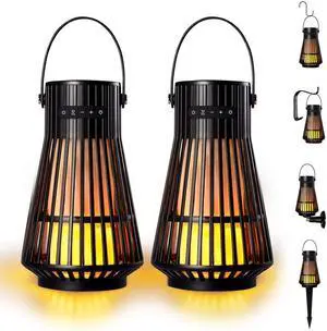 Bluetooth Lantern Speaker 2-Pack 10W IPX5 Waterproof for Patio Yard | flickering LED flame lighting, multi sync audio, 18h battery playtime, USB-C rechargeable, includes ground stakes & hooks Bluetooth Lantern Speaker 2-Pack 10W IPX5 Waterproof for Patio Yard | flickering LED flame lighting, multi sync audio, 18h battery playtime, USB-C rechargeable, includes ground stakes & hooks