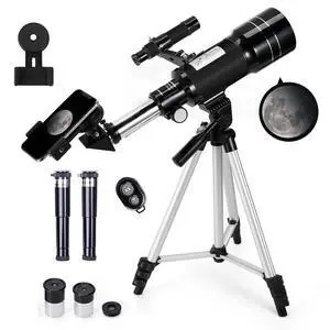 Telescope for Kids & Adults, 70mm Aperture 300mm Telescopes for Astronomy Beginners, 15X-150X Magnification Portable Refractor Telescope with Adjustable Tripod, Phone Adapter Telescope for Kids & Adults, 70mm Aperture 300mm Telescopes for Astronomy Beginners, 15X-150X Magnification Portable Refractor Telescope with Adjustable Tripod, Phone Adapter