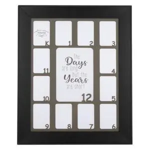 School Years Picture Frame K-12-11"x14" Interior Mat - Displays (1) 5x7 Photo and (12) 2x3 Pictures - School Years Photo Frame K-12 (Black Frame w/Grey Mat) School Years Picture Frame K-12-11"x14" Interior Mat - Displays (1) 5x7 Photo and (12) 2x3 Pictures - School Years Photo Frame K-12 (Black Frame w/Grey Mat)