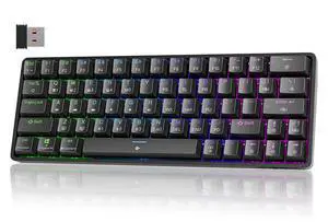 TMKB T63 Gaming Keyboard, 60% Wireless Mechanical Keyboard with Bluetooth/2.4G/Type-C, Compact 63 Keys Anti-Ghosting, RGB Backlight, Clicky Blue Switch - Black TMKB T63 Gaming Keyboard, 60% Wireless Mechanical Keyboard with Bluetooth/2.4G/Type-C, Compact 63 Keys Anti-Ghosting, RGB Backlight, Clicky Blue Switch - Black