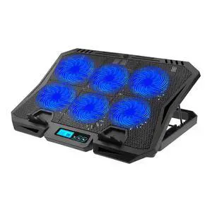 6-Fan Laptop Cooling Pad, Adjustable Speed Quiet Cooler Stand with Blue LED Lights, Ergonomic Notebook Cooling Base for 15.6 Inch Gaming Laptops 6-Fan Laptop Cooling Pad, Adjustable Speed Quiet Cooler Stand with Blue LED Lights, Ergonomic Notebook Cooling Base for 15.6 Inch Gaming Laptops