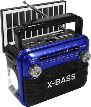 X bass Stereo Sound Radios Portable AM FM SW Solar Radio,Shortwave Bluetooth Radio with Emergency Flashlight, Support USB TF Player, D Battery or USB Charged for Home Outdoor Emergency X bass Stereo Sound Radios Portable AM FM SW Solar Radio,Shortwave Bluetooth Radio with Emergency Flashlight, Support USB TF Player, D Battery or USB Charged for Home Outdoor Emergency