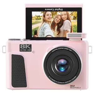 8K Digital Camera for Photography, 88MP Vlogging Camera with 3" 180 Flip Screen, 18X Zoom, Autofocus, Wide Angle Lens, WiFi Mirrorless Cameras with 32GB Card, 2 Batteries (Pink) 8K Digital Camera for Photography, 88MP Vlogging Camera with 3" 180 Flip Screen, 18X Zoom, Autofocus, Wide Angle Lens, WiFi Mirrorless Cameras with 32GB Card, 2 Batteries (Pink)