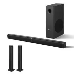 2.1 Channel Soundbar with 5.5-Inch Subwoofer, Detachable Speakers | 120W Peak Power, Bluetooth 5.3 and RCA, Four 2-Inch Full-Range Drivers, for TV, PC Gaming and Home Theater 2.1 Channel Soundbar with 5.5-Inch Subwoofer, Detachable Speakers | 120W Peak Power, Bluetooth 5.3 and RCA, Four 2-Inch Full-Range Drivers, for TV, PC Gaming and Home Theater