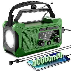 Emergency Hand Crank Weather Radio, 10000mAh AM/FM/NOAA Solar Powered Radio with Phone Charger, USB Charged, LED Flashlight Reading Lamp Headphone Jack, SOS Alarm Emergency Hand Crank Weather Radio, 10000mAh AM/FM/NOAA Solar Powered Radio with Phone Charger, USB Charged, LED Flashlight Reading Lamp Headphone Jack, SOS Alarm