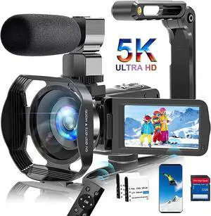 5K Camcorder Video Camera Ultra 64MP WiFi HD Camcorder 18X Digital Zoom with IR Night Version Vlogging Camera 3.0" IPS Touch Screen with Microphone, Lens Hood, 32 GB SD Card Remote Control 5K Camcorder Video Camera Ultra 64MP WiFi HD Camcorder 18X Digital Zoom with IR Night Version Vlogging Camera 3.0" IPS Touch Screen with Microphone, Lens Hood, 32 GB SD Card Remote Control