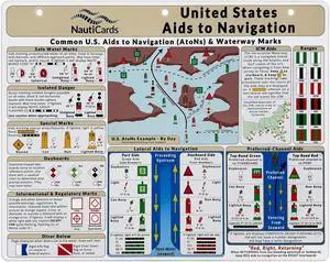 US Aids to Navigation (AtoN): Waterproof Quick Reference Card | Nautical chart for marine buoys, day beacons, lights, & USCG rules. Great ocean boat accessory US Aids to Navigation (AtoN): Waterproof Quick Reference Card | Nautical chart for marine buoys, day beacons, lights, & USCG rules. Great ocean boat accessory