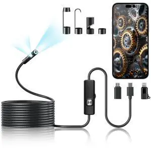 Dual-Lens Endoscope Camera with Light, 1080P HD Borescope with 8 LED Lights Dual-Lens Endoscope Camera with Light, 1080P HD Borescope with 8 LED Lights