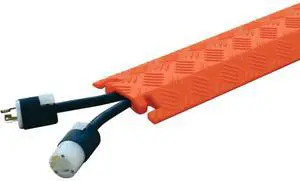 1 Channel 3' Long Light Duty Drive Over Cable Protector for Multiple 0.5" Lines - Floor Cable Cover for Walkways and Driveways - Made in the USA from Durable Polyurethane - Orange - FL1X1.5-O 1 Channel 3' Long Light Duty Drive Over Cable Protector for Multiple 0.5" Lines - Floor Cable Cover for Walkways and Driveways - Made in the USA from Durable Polyurethane - Orange - FL1X1.5-O