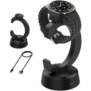 Charger Stand for Galaxy Watch 8/8 Classic/7/Ultra/6/6 Classic/5/5 Pro/4/4 Classic/3/Active 2/Active/FE, C-Shaped Magnetic Charger Dock USB C to USB A Replacement Quick Charging Cable, Black Charger Stand for Galaxy Watch 8/8 Classic/7/Ultra/6/6 Classic/5/5 Pro/4/4 Classic/3/Active 2/Active/FE, C-Shaped Magnetic Charger Dock USB C to USB A Replacement Quick Charging Cable, Black