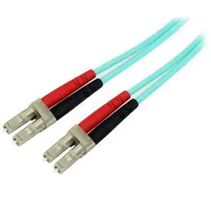 5m (16.4ft) LC/UPC OM4 Multimode Fiber Optic Cable, 50/125, 100G, Low Insertion Loss, LSZH Fiber Jumper Cord | Low insertion loss, 125, LSZH, Jumper Cord, OM4 laser-optimized aqua fiber, 100Gbps, UPC 5m (16.4ft) LC/UPC OM4 Multimode Fiber Optic Cable, 50/125, 100G, Low Insertion Loss, LSZH Fiber Jumper Cord | Low insertion loss, 125, LSZH, Jumper Cord, OM4 laser-optimized aqua fiber, 100Gbps, UPC