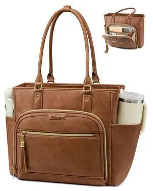 Laptop Tote Bag for Women Work, Vintage Leather Teacher Nurse Bag with Large Cup Holder, Bible Handbag Purse GIfs, Waterproof Professional Computer Briefcase for Business Office, 17 Inch Laptop Tote Bag for Women Work, Vintage Leather Teacher Nurse Bag with Large Cup Holder, Bible Handbag Purse GIfs, Waterproof Professional Computer Briefcase for Business Office, 17 Inch