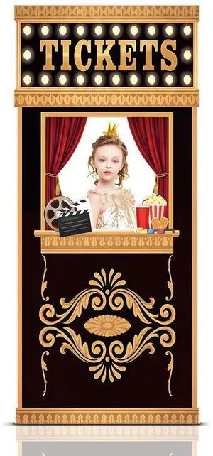 5.3 Ft Movie Night Birthday Party Decorations Ticket Booth Photo Prop | Ticket Booth Cardboard Cutout Photo Frame Background Banner Backdrop 5.3 Ft Movie Night Birthday Party Decorations Ticket Booth Photo Prop | Ticket Booth Cardboard Cutout Photo Frame Background Banner Backdrop