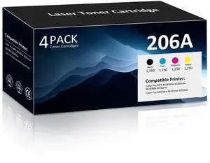 206A Toner Cartridges M283fdw M283cdw Toner Compatible for HP 206A 206X for HP Color Laser Jet Pro M255dw M255nw MFP M283fdw M283cdw M282nw M283fdn Printer, 4-Pack, Black/Cyan/Yellow/Magenta 206A Toner Cartridges M283fdw M283cdw Toner Compatible for HP 206A 206X for HP Color Laser Jet Pro M255dw M255nw MFP M283fdw M283cdw M282nw M283fdn Printer, 4-Pack, Black/Cyan/Yellow/Magenta