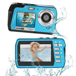 4K Underwater Camera, Full HD 4K&48MP Compact Floatable Camera, 10FT Waterproof Camera for Snorkeling, Surfing, Rafting, Dual-Screen for Selfie/16X Digital Zoom/Fill Light/Support 128GB Card(Blue) 4K Underwater Camera, Full HD 4K&48MP Compact Floatable Camera, 10FT Waterproof Camera for Snorkeling, Surfing, Rafting, Dual-Screen for Selfie/16X Digital Zoom/Fill Light/Support 128GB Card(Blue)