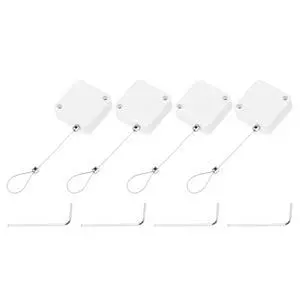 3.3ft Retractable Cable Lock w/Latch Remote Control White 4pcs | Security Locks with Adjustable Cord Tether Anti Theft,for Laptop/TV,600 G Tensile Strength 3.3ft Retractable Cable Lock w/Latch Remote Control White 4pcs | Security Locks with Adjustable Cord Tether Anti Theft,for Laptop/TV,600 G Tensile Strength